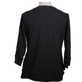Short Sleeve Classic Black T Shirt 96% Polyester 4% Spandex For Women